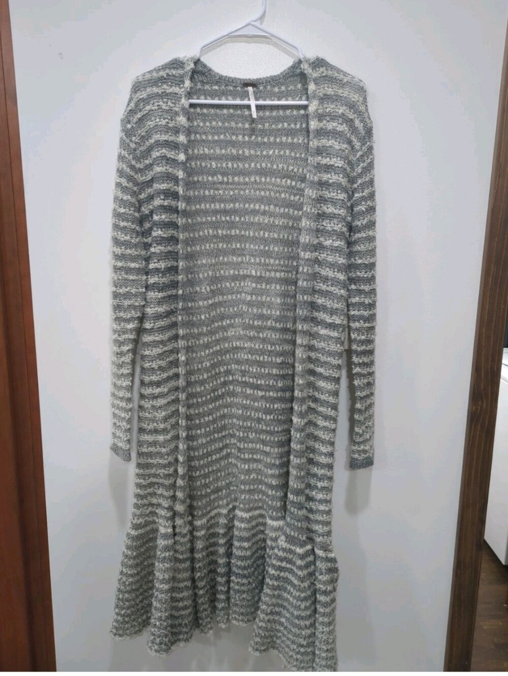 Free People Sm Loose Knit Striped Duster Cardigan Beach Flounce Alpaca Blend